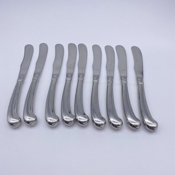 Set of 9 Gorham Colonial Tipt Glossy 18/8 Stainless Flatware Korea Dinner Knives - Picture 1 of 4